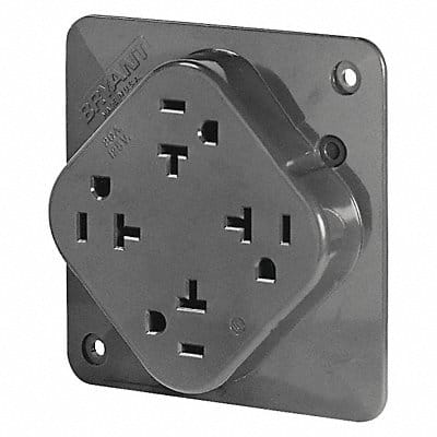 Receptacle Gray 20 A 2P3W Back Side 1PK