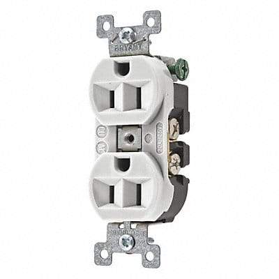 Receptacle White 15A 2 Poles Flush Mount