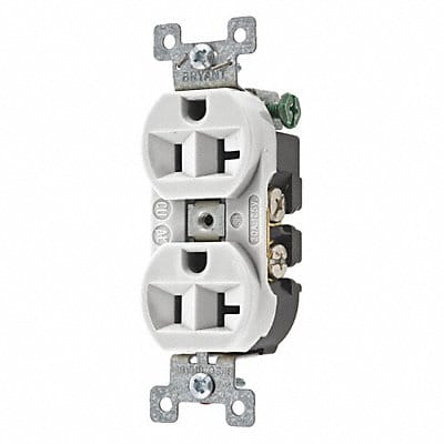 Receptacle White 20A Nylon Duplex Outlet