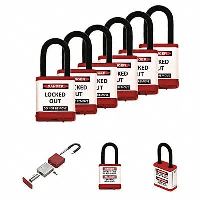 Lockout Padlock 1-1/2 H Shackle PK6 Lockout Padlock 1-1/2 H Shackle PK6