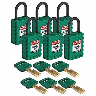 K7460 Lockout Padlock Nylon 1/4 W Grn PK6