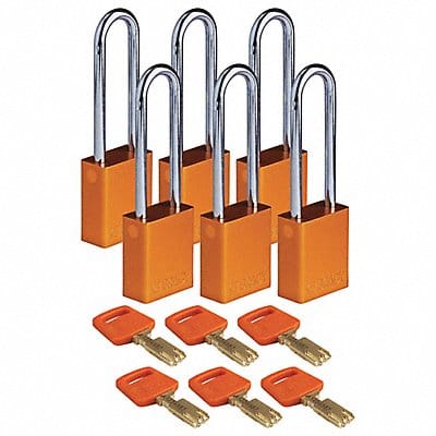 K7942 Lockout Padlock Orange 1-1/2 W Body PK6