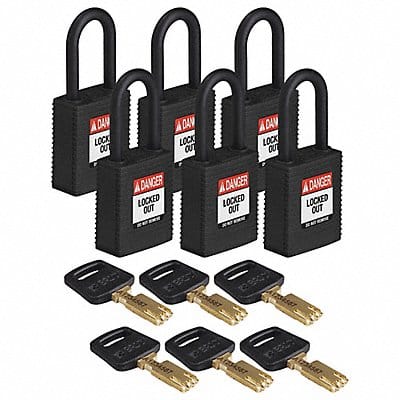 Lockout Padlock Nylon Body Black PK6