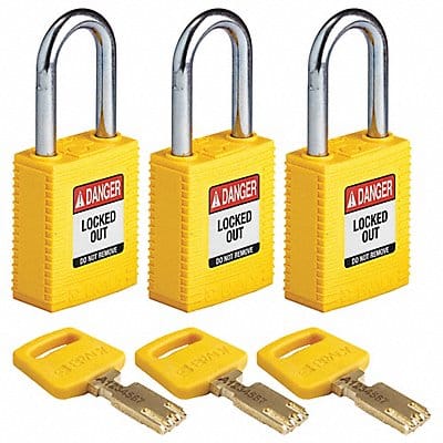 Lockout Padlock Nylon Ylw 1/2 W PK3