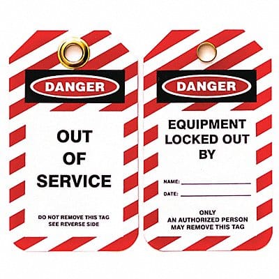 Lockout Tag Black Red/Wht Plastic PK10