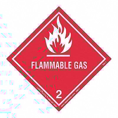 Flammable Gas Label Worded PK50