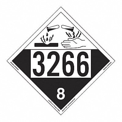 Corrosive Placard UN 3266 PK25 Corrosive Placard UN 3266 PK25