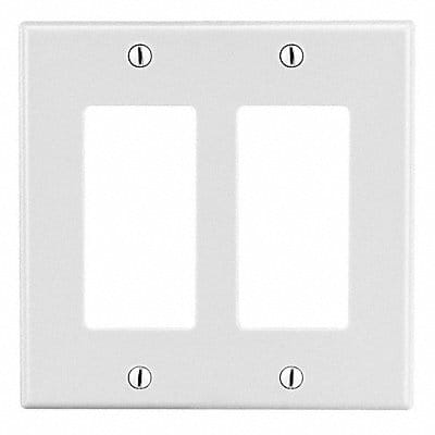 Rocker Wall Plate Mid Wht 2Gng Smth Stn
