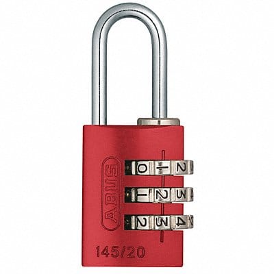 Combination Padlock 1 1/8 in Rectgle Red