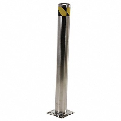 Bollard 36 in H Silver Stainless Steel