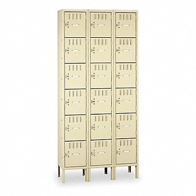 Box Locker Louvered 3 Wide 6 Tier Sand