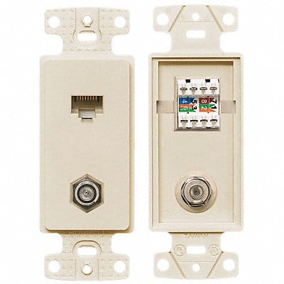 Wall Plate and Jack Cat 5e/F-Type Lt Al