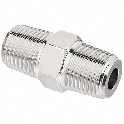 Hex Nipple Nickel-Plated Brass 1/4 in