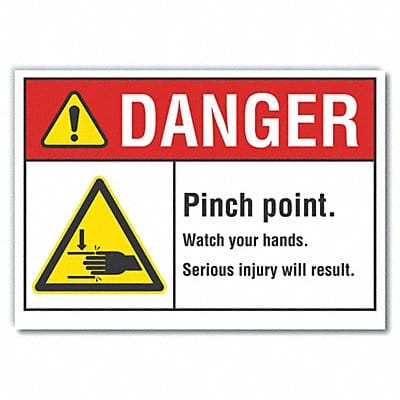 Pinch Point Danger Rflctv Labl 3.5inx5in