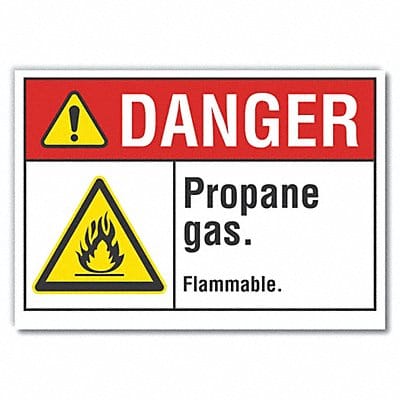 Propane Danger Rflct Label 5 in x 7 in