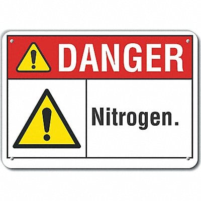 Nitrogen Danger Sign 7x10in Plastic