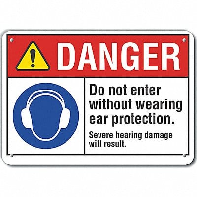 Plastic Ear Danger Sign 7x10in Plastic Plastic Ear Danger Sign 7x10in Plastic