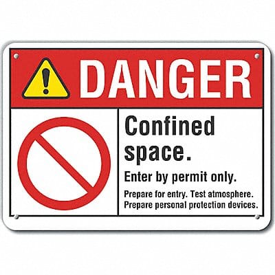 Confined Space Danger Sign 7x10in