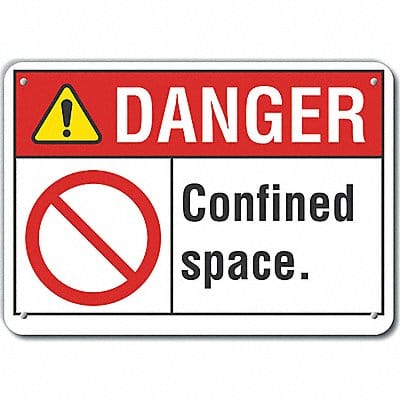 Confined Space Danger Sign 10x14in