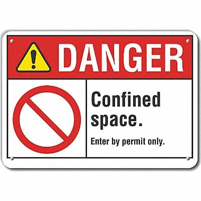 Confined Space Danger Sign 7x10in Plastc