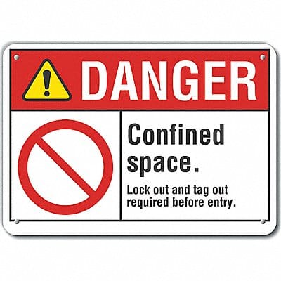 Confined Space Danger Sign 7x10in Plastc