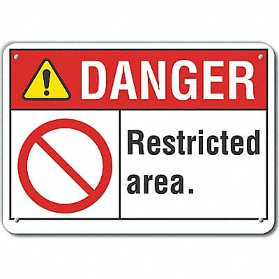 Restricted Area Danger Sign 7x10in Plstc