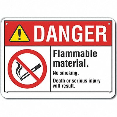 Flammable Mtrl Danger Sign 7x10in Plstc