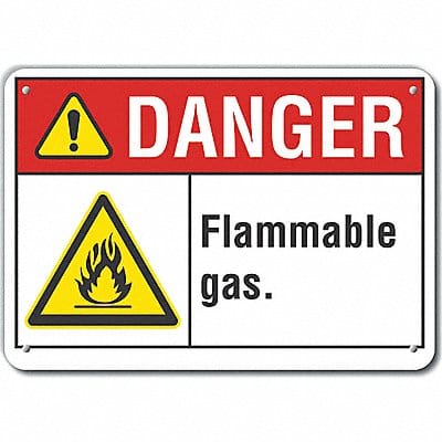 Flammable Gas Danger Sign 10x14in Plstc