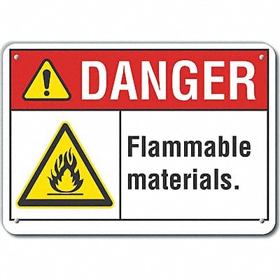 Flammable Mtrl Danger Sign 10x14in Plstc