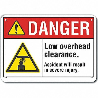 Low Clearance Danger Sign 7x10in Plastic