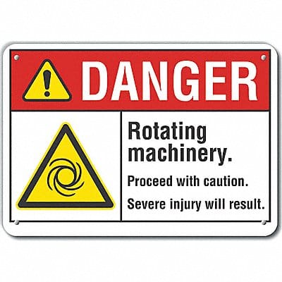 Rotating Mach Danger Sign 7x10in Plastc