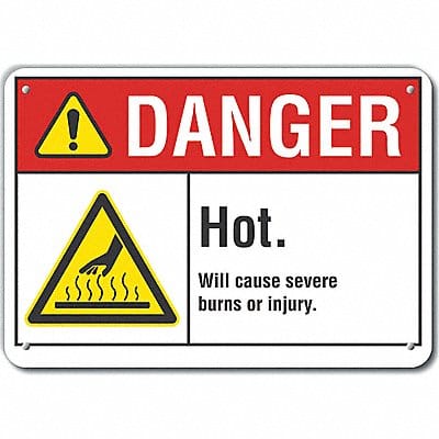 Hot Surface Danger Sign 7inx10in Plastic