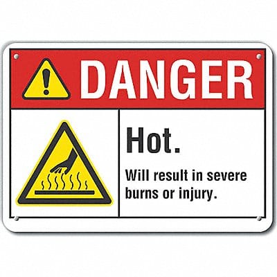 Hot Surface Danger Sign 10x14in Plastic