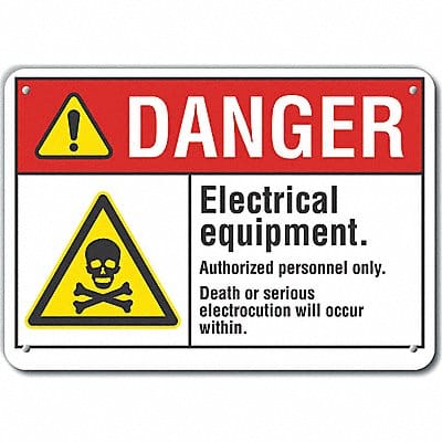 Elec Equipmt Danger Sign 7x10in Plastic