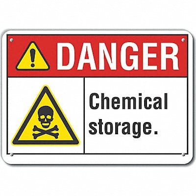 Chemicals Danger Sign 7x10in Plastic