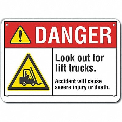 Lift Truck Traffic Danger Sign 7x10in