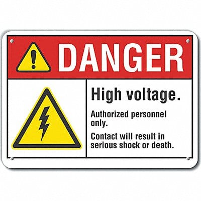 High Voltage Danger Sign 10x14in Plastic