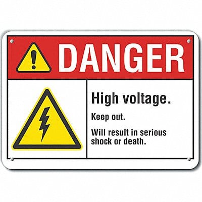 High Voltage Danger Sign 10x14in Plastic