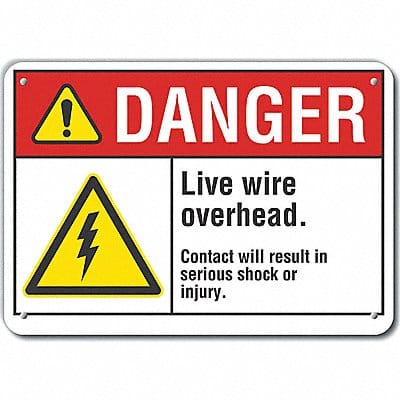 Live Wire Danger Sign 10x14in Plastic