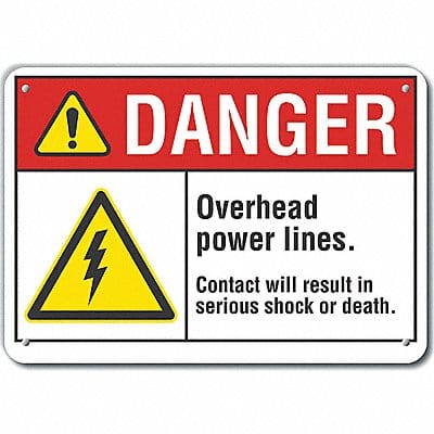Overhead Power Lines Danger Sign 7x10in