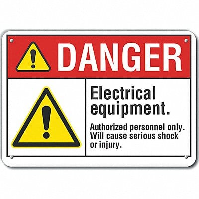 Elec Equipment Dangr Sign 7x10in Plastic