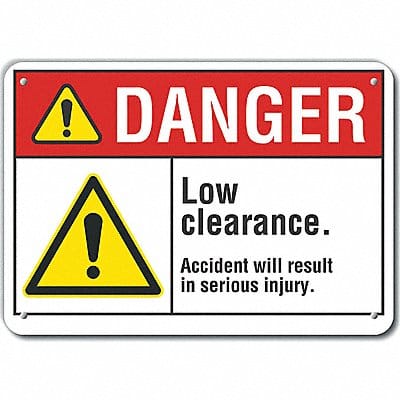 Low Clearance Danger Sign 7x10in Plastic