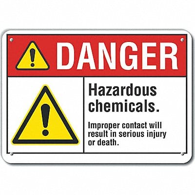 Hzrdous Chemicals Danger Sign 7x10in