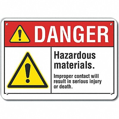 Hzrdous Mtrl Danger Sign 10x14in Plastic