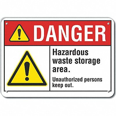 Hazardous Waste Danger Sign 7x10in Plstc