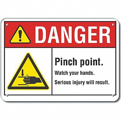 Pinch Point Danger Sign 10x14in Plastic