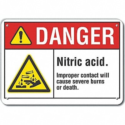 Nitric Acid Danger Sign 7x10in Plastic