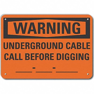 Rflct Underground Cable Warn Sign 7x10in