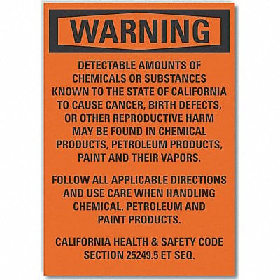 Chemicals Warning Lbl 10x14in Polyester