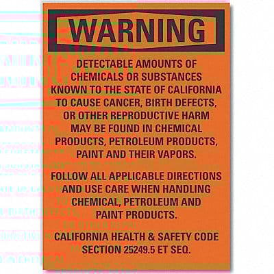 Chemicals Warning Lbl 3.5x5in Polyester
